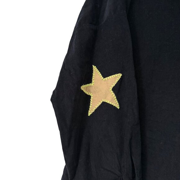 Caryn Lawn Black Corduroy Preppy Star Elbow Patch Shirt Dress Womens One Size - Picture 4 of 6